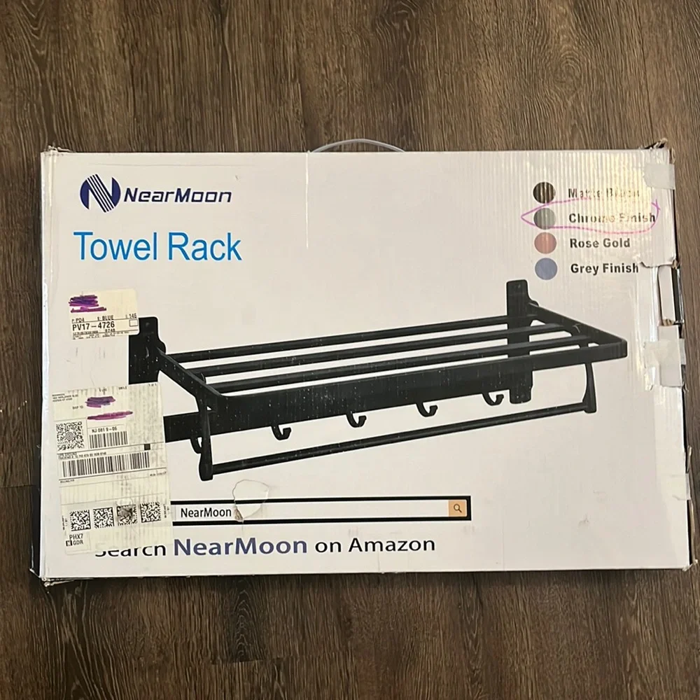 NearMoon towel rack with chrome finish, 23 inches, aluminum